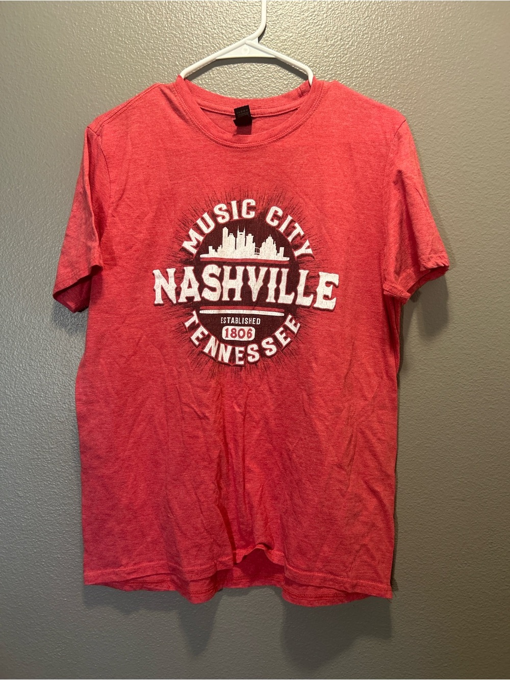 Point Brand Nashville Tennessee Music City T Shirt Red Heather Graphic Tee Men L